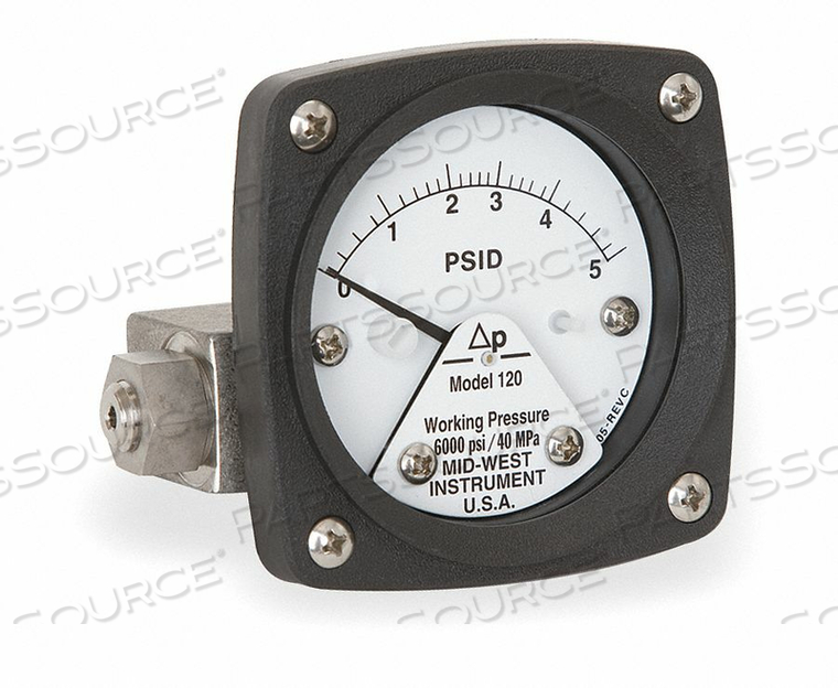 PRESSURE GAUGE 0 TO 5 PSI by Mid-West Instrument