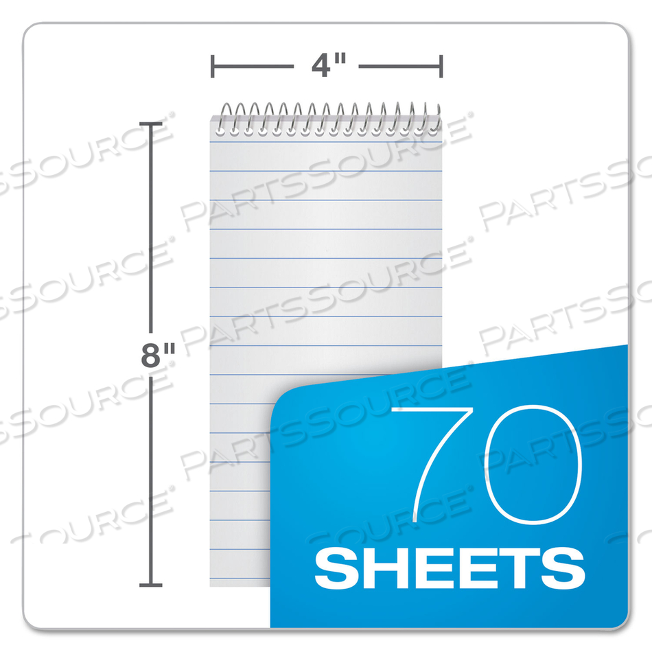 EARTHWISE BY AMPAD RECYCLED REPORTER'S NOTEPAD, PITMAN RULE, WHITE COVER, 70 WHITE 4 X 8 SHEETS 