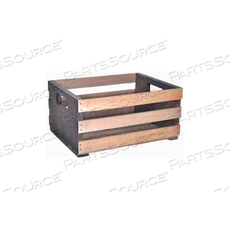 MEDIUM WOOD CRATE 15"W X 11-1/2"D X 7-1/4"H WITH SLOT HANDLES 4 PC - NATURAL 
