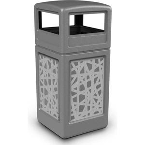 42 GALLON DOME-LID SQUARE WASTE CONTAINER, GRAY W/STAINLESS STEEL INTERMINGLE PANELS by Dci Marketing 42 GALLON DOME-LID SQUARE WASTE CONTAINER, GRAY W/STAINLESS STEEL INTERMINGLE PANELS by Dci Marketing