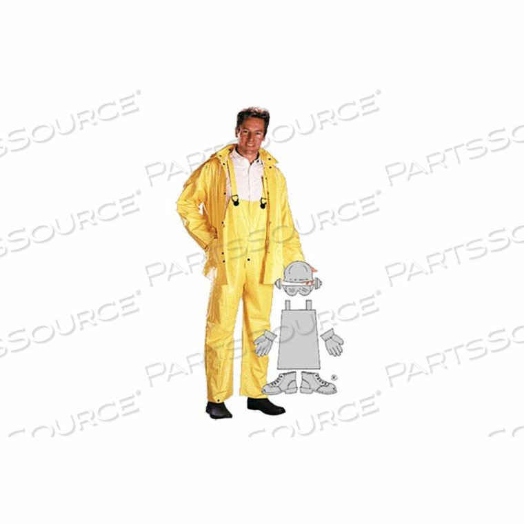 PVC/POLYESTER RAINSUIT, YELLOW 3 PIECE SUIT, M 