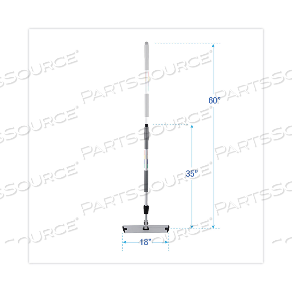 MICROFIBER CLEANING KIT, 18" WIDE BLUE/GREEN MICROFIBER HEAD, 35" TO 60" GRAY ALUMINUM HANDLE by Boardwalk