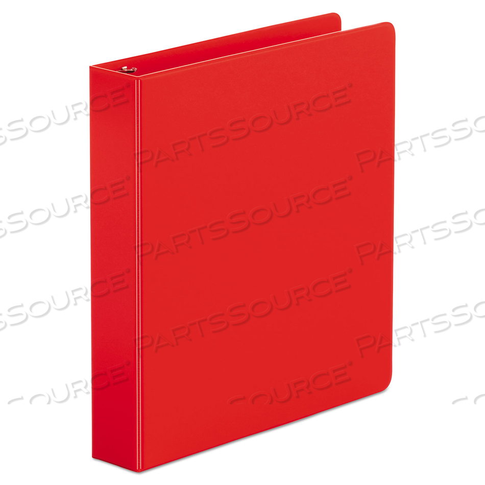 ECONOMY NON-VIEW ROUND RING BINDER, 3 RINGS, 1.5" CAPACITY, 11 X 8.5, RED 