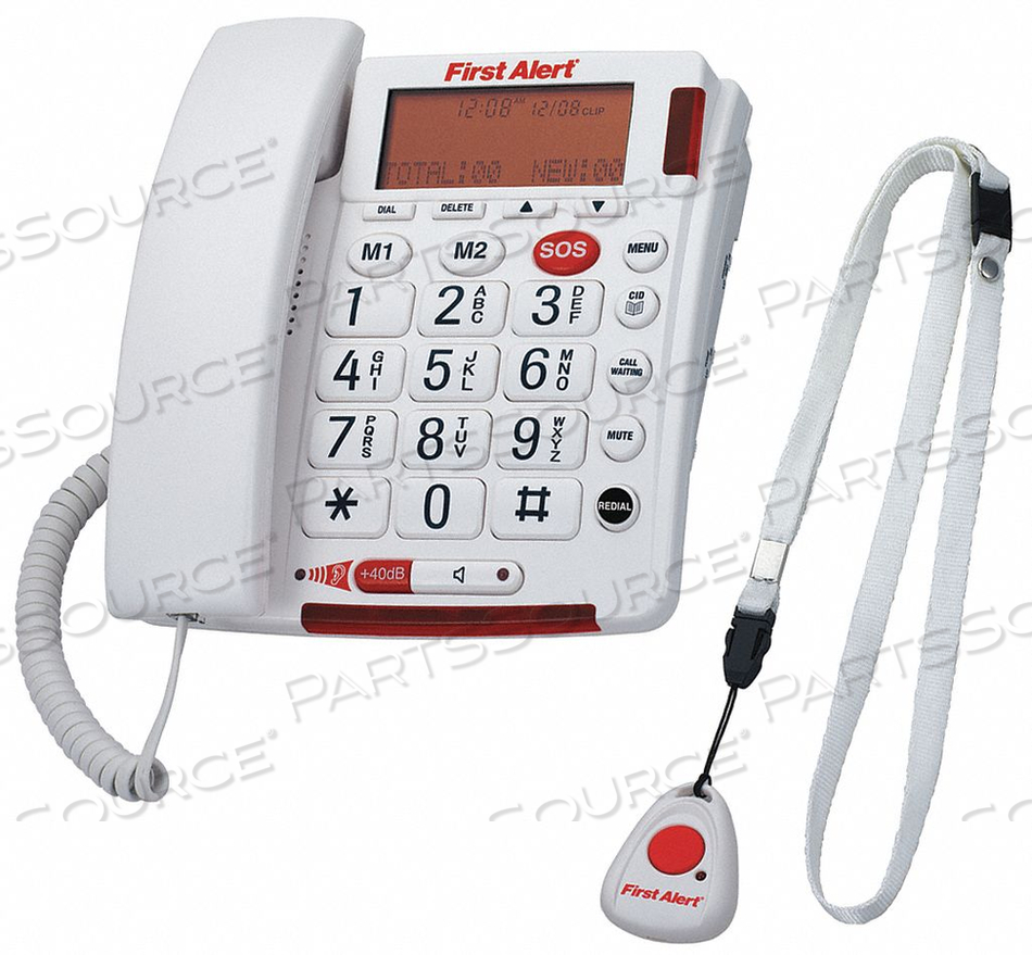 TELEPHONE CURLY CORD WHITE WALL by First Alert TELEPHONE CURLY CORD WHITE WALL by First Alert