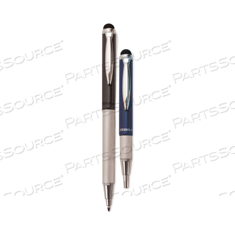 STYLUSPEN TELESCOPIC BALLPOINT PEN/STYLUS, RETRACTABLE, MEDIUM 1 MM, BLACK INK, BLUE/GRAY BARREL by Zebra Pen Corporation