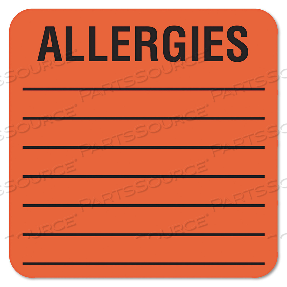 MEDICAL LABELS FOR ALLERGIES, 2 X 2, ORANGE, 500/ROLL by Tabbies MEDICAL LABELS FOR ALLERGIES, 2 X 2, ORANGE, 500/ROLL by Tabbies