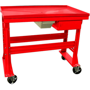 MOBILE TEARDOWN BENCH 60"W X 30"D X 37"H W/FLUID CONTAINER & DRAWER-RED by Equipto
