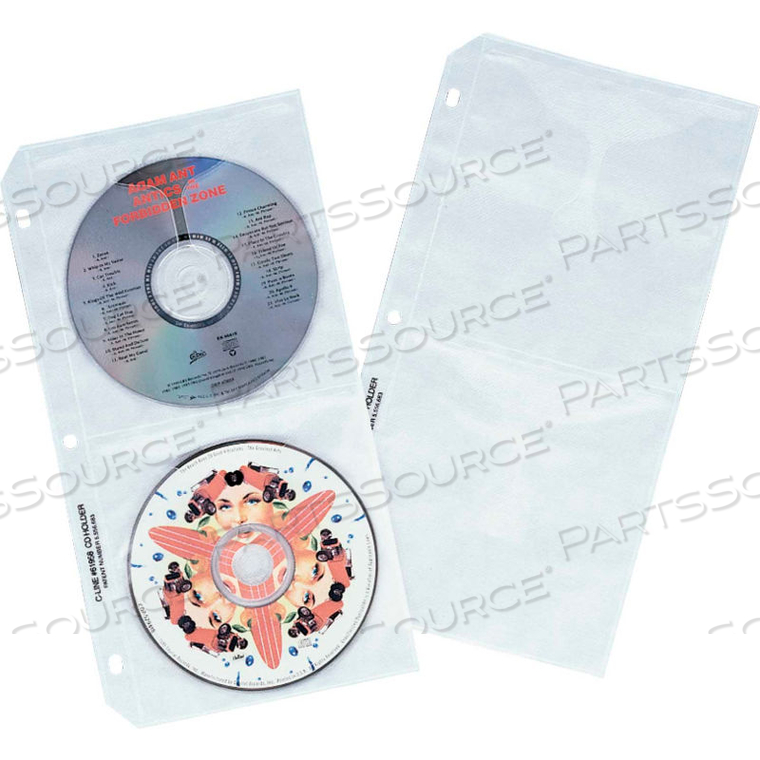 TWO-SIDED CD/DVD REFILL SHEETS FOR THREE-RING BINDER, 10 SHEETS/PACK, 5 PACKS/SET 