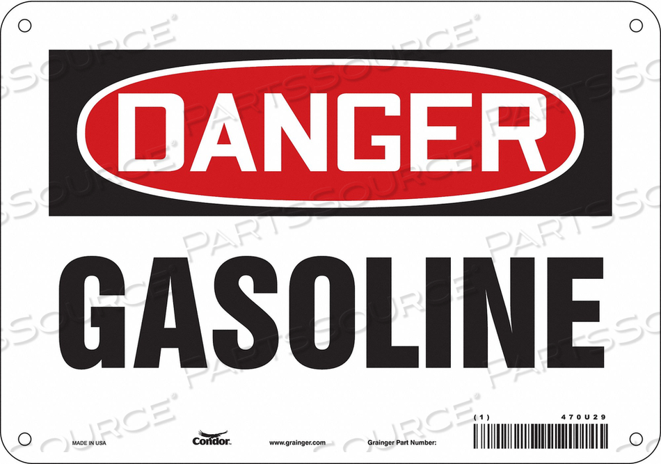 SAFETY SIGN, VERTICAL RECTANGLE, NUMBER OF PRINTED SIDES 1, ENGLISH, SIGN FORMAT TRADITIONAL OSHA, SIGN LEGEND GASOLINE, SIGN LEGEND BACKGRO by Condor SAFETY SIGN, VERTICAL RECTANGLE, NUMBER OF PRINTED SIDES 1, ENGLISH, SIGN FORMAT TRADITIONAL OSHA, SIGN LEGEND GASOLINE, SIGN LEGEND BACKGRO by Condor