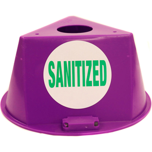 INVENTORY CONTROL CONE, 3-SIDED WITH PRINTED DECALS & MAGNETS, "SANITIZED" - PURPLE by Cee-Jay Research & Sales, LLC