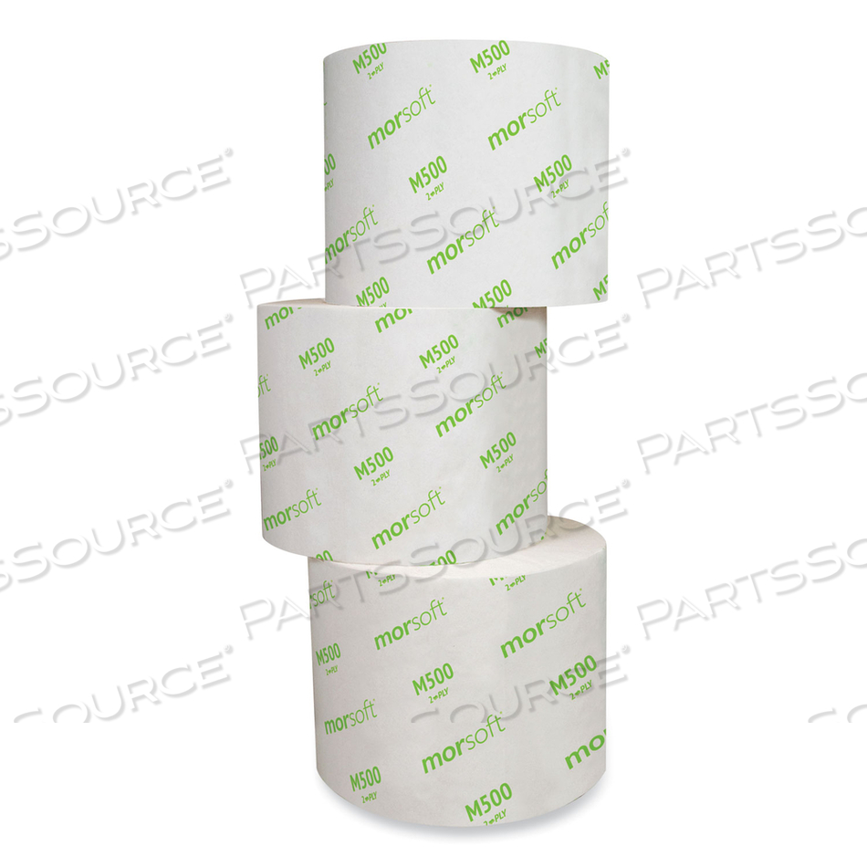 MORSOFT CONTROLLED BATH TISSUE, SEPTIC SAFE, 2-PLY, WHITE, BAND-WRAPPED, 500 SHEETS/ROLL, 24 ROLLS/CARTON 