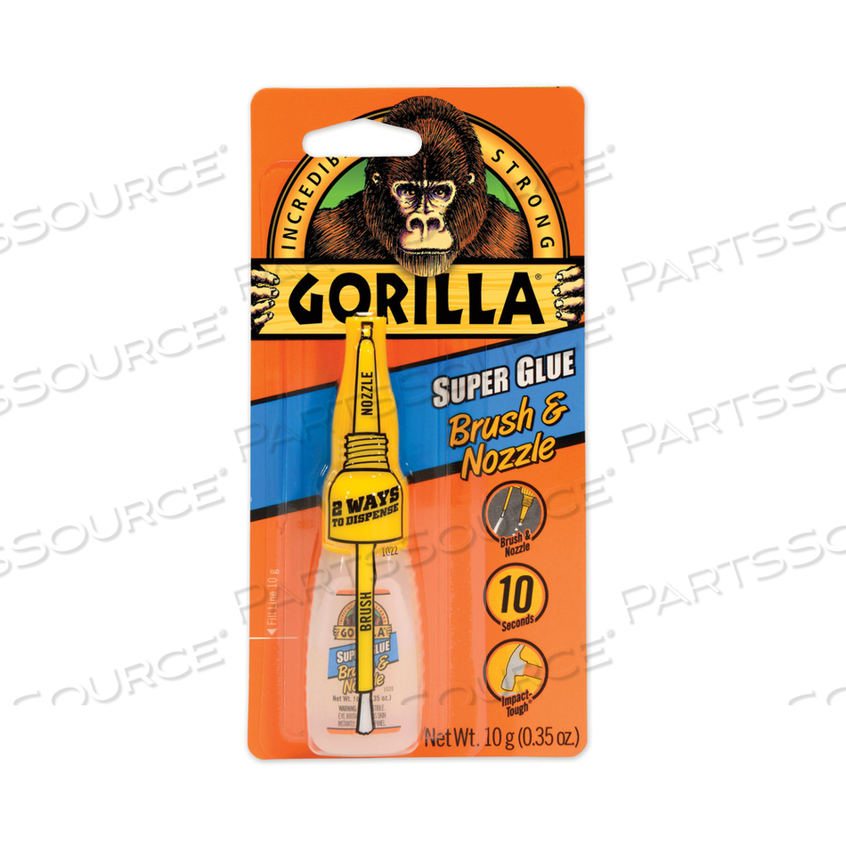 SUPER GLUE WITH BRUSH AND NOZZLE APPLICATORS, 0.35 OZ, DRIES CLEAR by Gorilla Glue