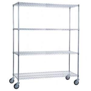 MOBILE LINEN CART WITH 4 WIRE SHELVES, 60"L X 24"W X 78"H by R&B Wire Products, Inc.