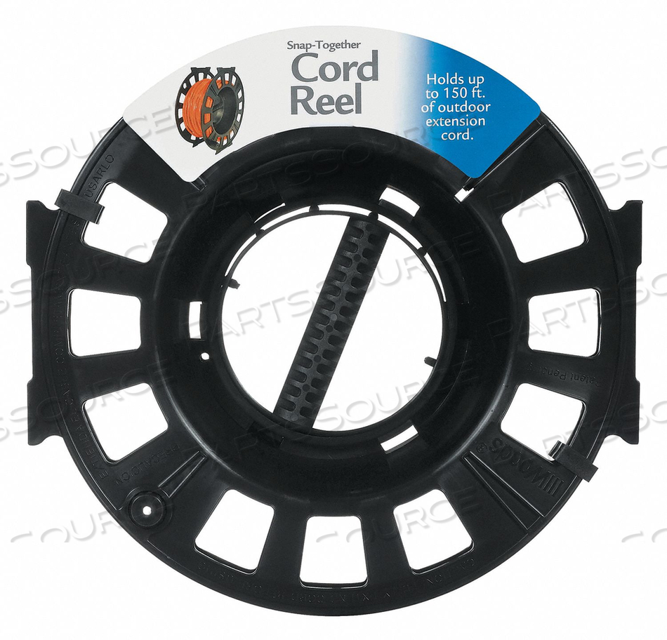 CORD STORAGE REEL, WINDING METHOD HAND OPERATED, REEL CAPACITY 150 FT OF CORD, REEL COLOR BLACK, LOCATION OUTDOOR, REEL MOUNTING NON-MOUNTIN by Southwire Company, LLC CORD STORAGE REEL, WINDING METHOD HAND OPERATED, REEL CAPACITY 150 FT OF CORD, REEL COLOR BLACK, LOCATION OUTDOOR, REEL MOUNTING NON-MOUNTIN by Southwire Company, LLC