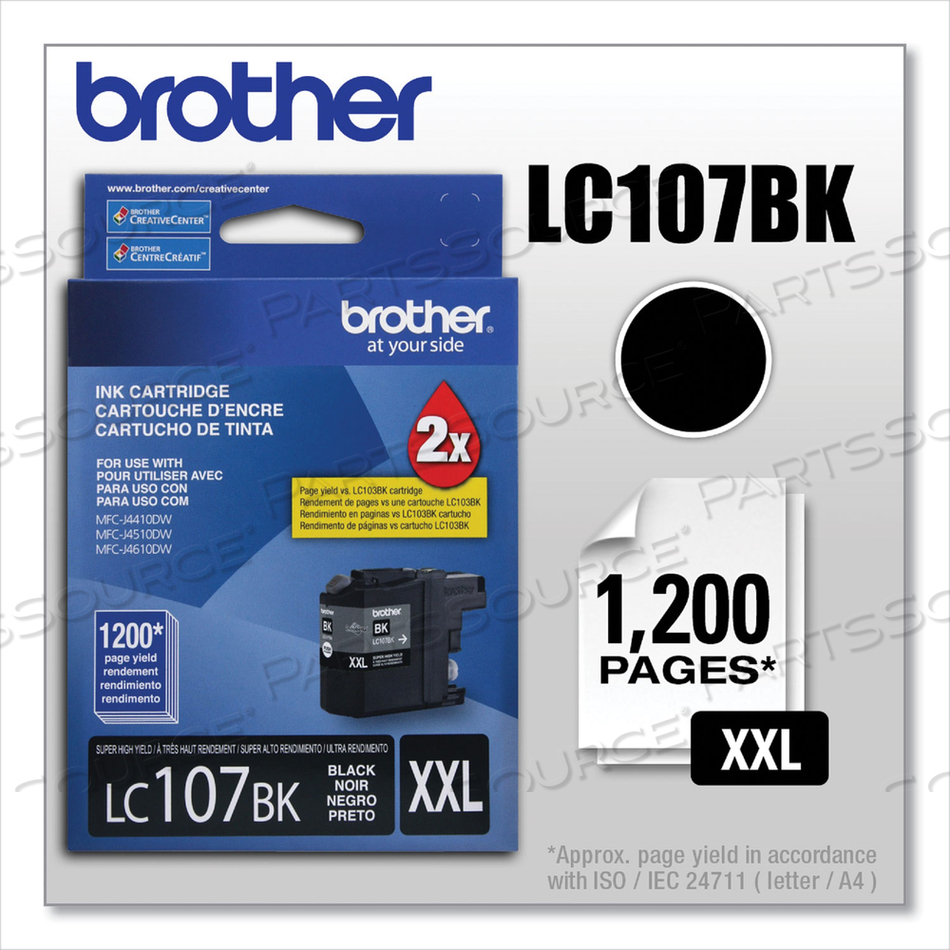 LC107BK INNOBELLA SUPER HIGH-YIELD INK, 1,200 PAGE-YIELD, BLACK by Brother LC107BK INNOBELLA SUPER HIGH-YIELD INK, 1,200 PAGE-YIELD, BLACK by Brother