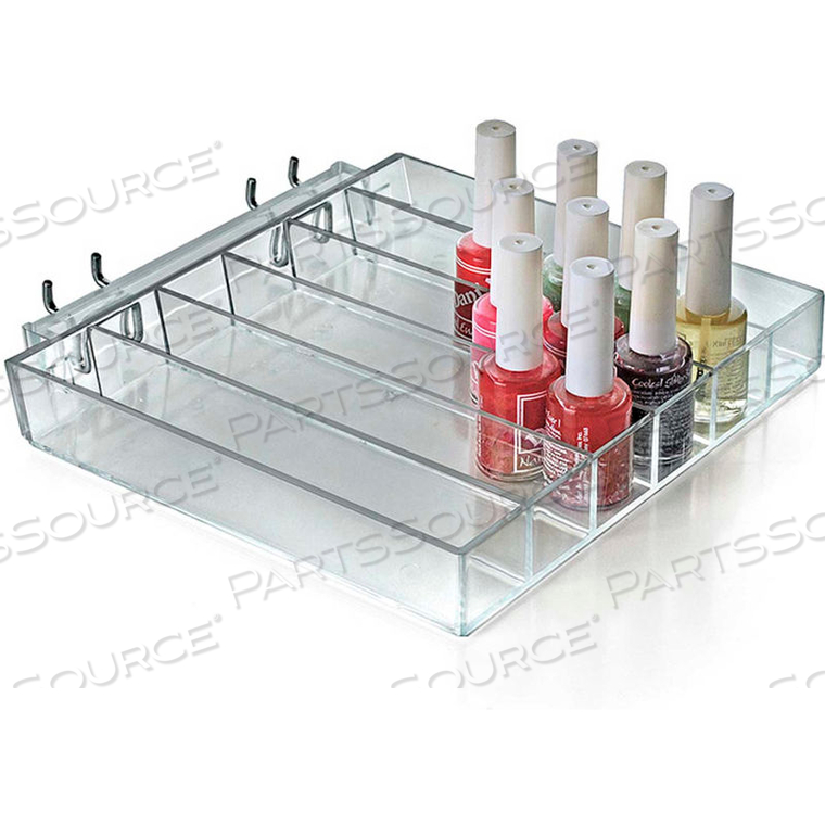 6 COMPARTMENT NAIL POLISH TRAY, 8.625"W X 1.25"H X 7.5"D, CLR - PKG QTY 2 by Azar International 6 COMPARTMENT NAIL POLISH TRAY, 8.625"W X 1.25"H X 7.5"D, CLR - PKG QTY 2 by Azar International