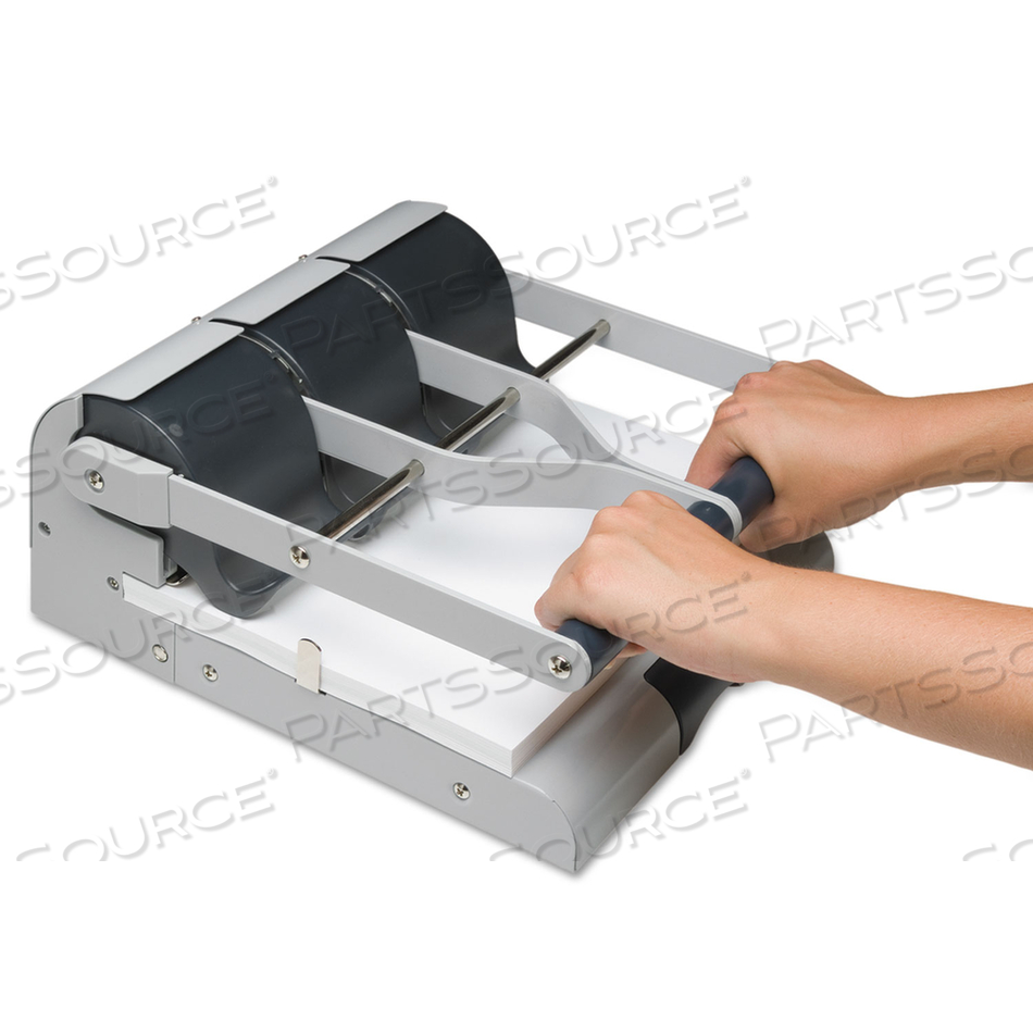 160-SHEET ANTIMICROBIAL PROTECTED HIGH-CAPACITY ADJUSTABLE PUNCH, TWO- TO THREE-HOLE, 9/32" HOLES, PUTTY/GRAY by Swingline GBC