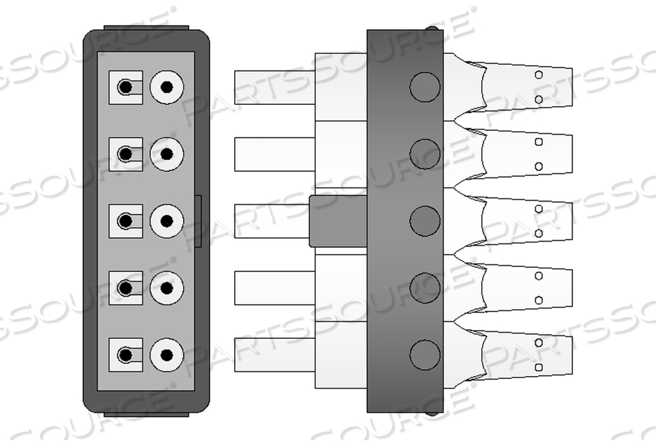 5 LEAD 5.2 FT SNAP SHIELDED ECG LEADWIRE 