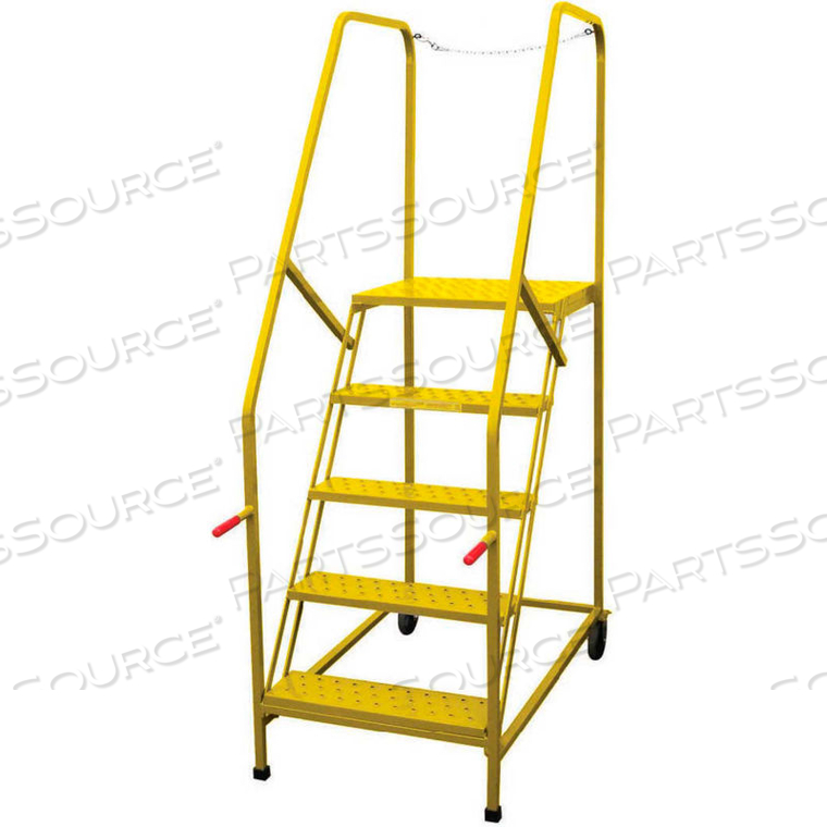 6 STEP STEEL ROLLING TRUCK MAINTENANCE LADDER, PERFORATED STEP, YELLOW - TMP6SH30 