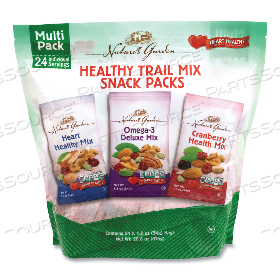 HEALTHY TRAIL MIX SNACK PACKS, 1.2 OZ POUCH, 24 POUCHES/BOX 