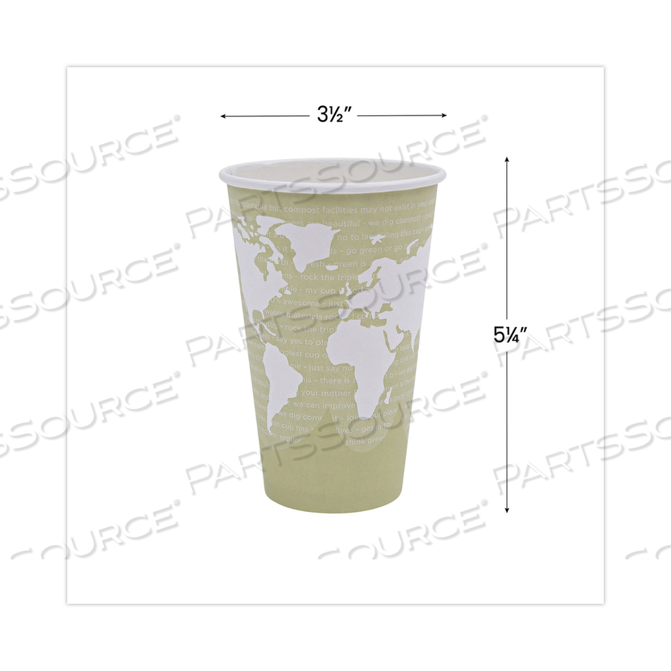 WORLD ART RENEWABLE AND COMPOSTABLE HOT CUPS, 16 OZ by Eco-Products