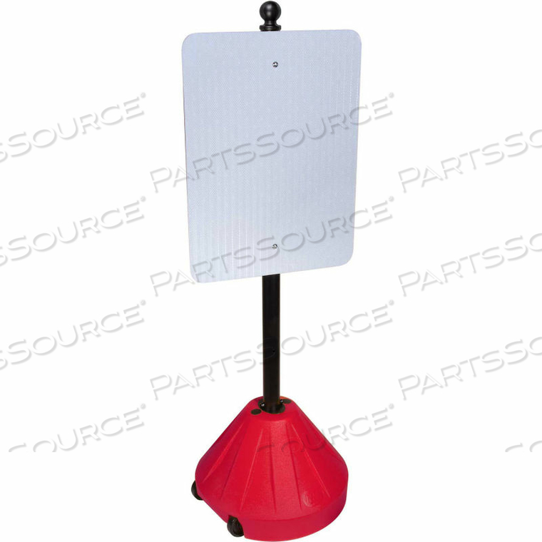 MAGIC MASTER NEXT GENERATION ROLLING SIGN BASE, 48" POLE, RED 