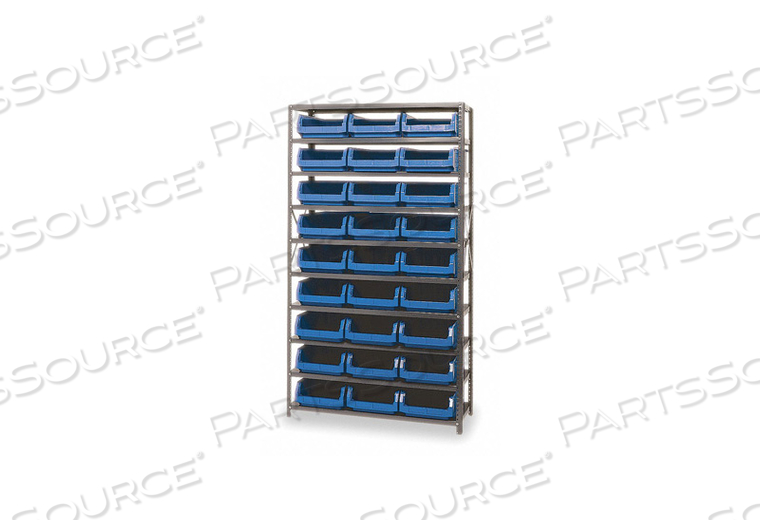 MSU-531 STEEL SHELVING WITH 27 MAGNUM GIANT HOPPER BINS BLUE, 18X42X75 by Quantum Storage Systems MSU-531 STEEL SHELVING WITH 27 MAGNUM GIANT HOPPER BINS BLUE, 18X42X75 by Quantum Storage Systems