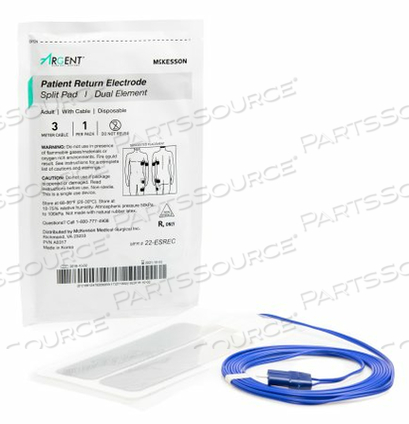 PATIENT RETURN ELECTRODE, SPLIT, ARGENT™, 10FT LENGTH, CORDED CORD STYLE, ADULT AGE GROUP, DISPOSABLE, FOR USE WITH: FOR MOST MODERN GENERAT by McKesson PATIENT RETURN ELECTRODE, SPLIT, ARGENT™, 10FT LENGTH, CORDED CORD STYLE, ADULT AGE GROUP, DISPOSABLE, FOR USE WITH: FOR MOST MODERN GENERAT by McKesson