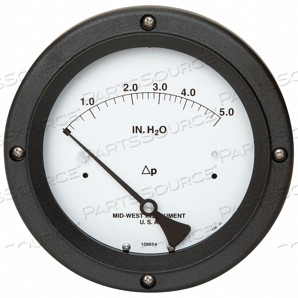 PRESSURE GAUGE 0 TO 5 IN H2O by Mid-West Instrument