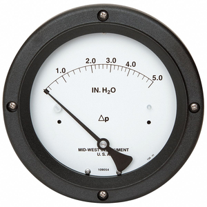 PRESSURE GAUGE 0 TO 5 IN H2O by Mid-West Instrument