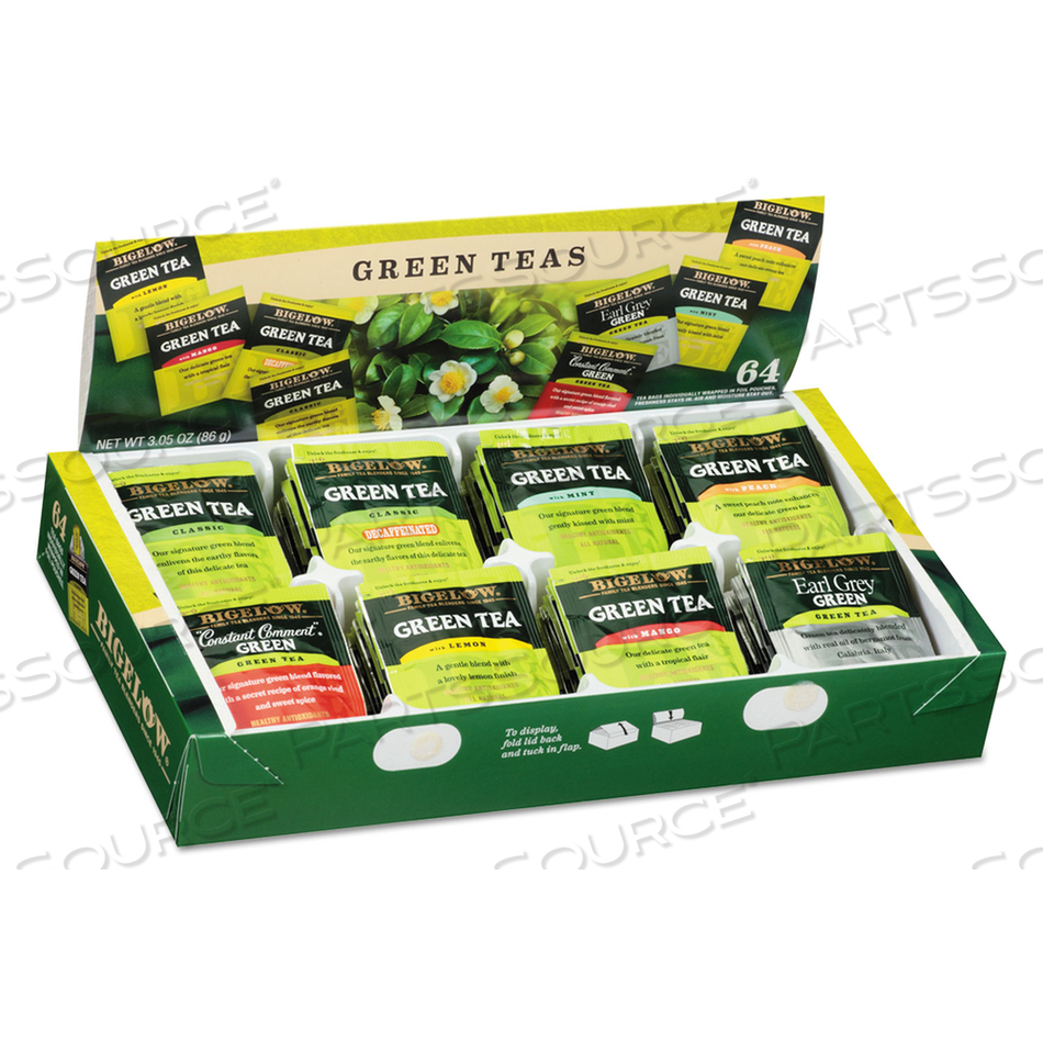 GREEN TEA ASSORTMENT, INDIVIDUALLY WRAPPED, EIGHT FLAVORS by Bigelow GREEN TEA ASSORTMENT, INDIVIDUALLY WRAPPED, EIGHT FLAVORS by Bigelow