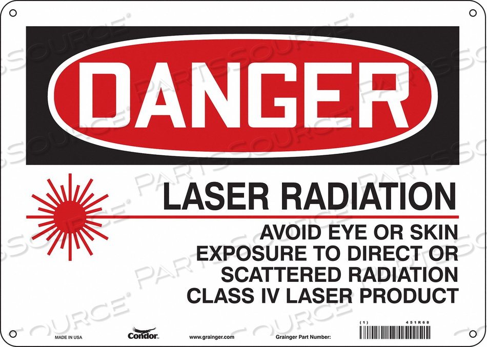 LASER WARNING SIGN, HORIZONTAL RECTANGLE, NUMBER OF PRINTED SIDES 1, ENGLISH, SIGN FORMAT TRADITIONAL OSHA, SIGN LEGEND LASER RADIATION AVOI by Condor LASER WARNING SIGN, HORIZONTAL RECTANGLE, NUMBER OF PRINTED SIDES 1, ENGLISH, SIGN FORMAT TRADITIONAL OSHA, SIGN LEGEND LASER RADIATION AVOI by Condor