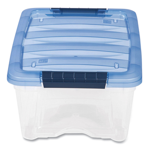 STACK AND PULL LATCHING FLAT LID STORAGE BOX, 3.23 GAL, 10.9" X 16.5" X 6.5", CLEAR/TRANSLUCENT BLUE by Iris USA, Inc