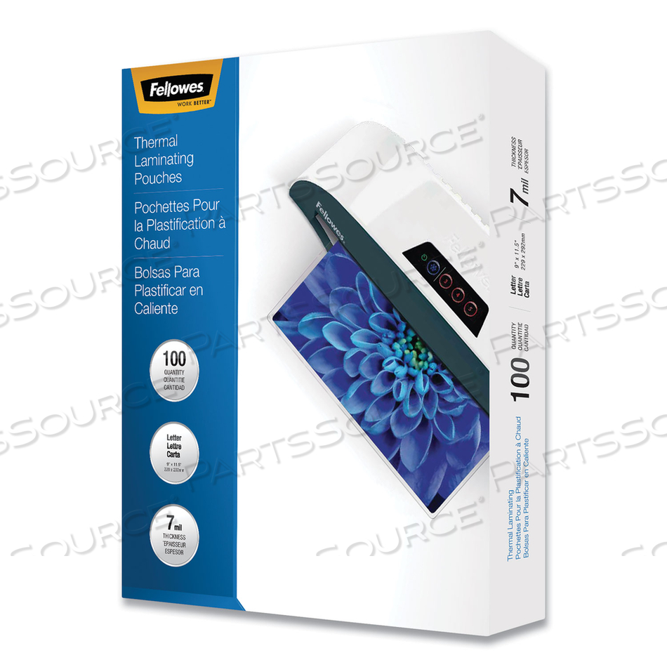 LAMINATING POUCHES, 7 MIL, 9" X 11.5", GLOSS CLEAR by Fellowes