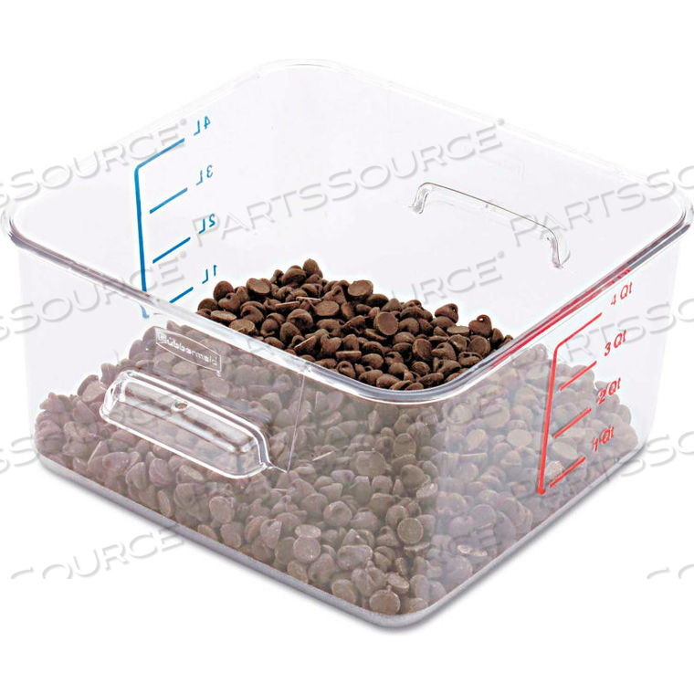 SPACESAVER SQUARE CONTAINERS, 4 QT., 8 4/5"W X 8 3/4"D X 4 3/4"H, CLEAR by Rubbermaid Medical Division