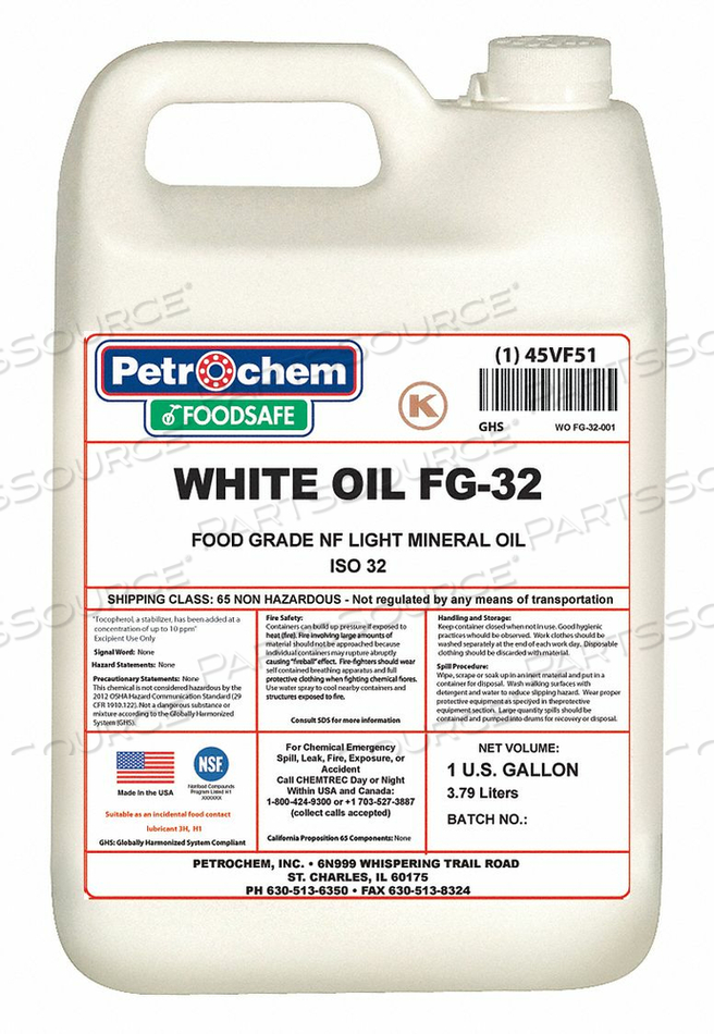MINERAL HYDRAULIC OIL FOOD GRADE 1 GAL. by Petrochem MINERAL HYDRAULIC OIL FOOD GRADE 1 GAL. by Petrochem