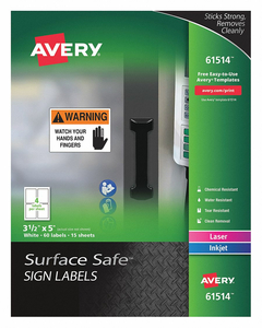 SAFETY SIGN 5 W X 3-1/2 PK60 by Avery