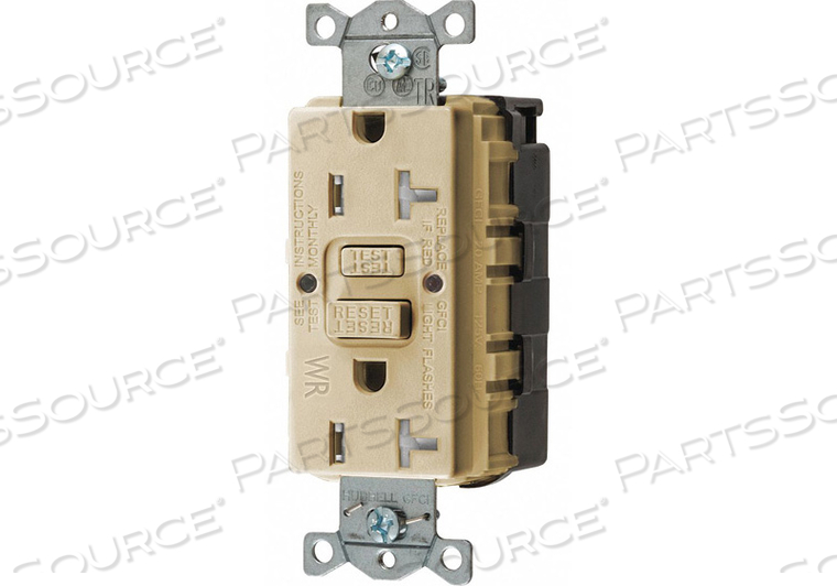 GFCI RCEPTCLE COMMER. IVRY 20A 1 HP by Hubbell Incorporated, Wiring Device-Kellums GFCI RCEPTCLE COMMER. IVRY 20A 1 HP by Hubbell Incorporated, Wiring Device-Kellums