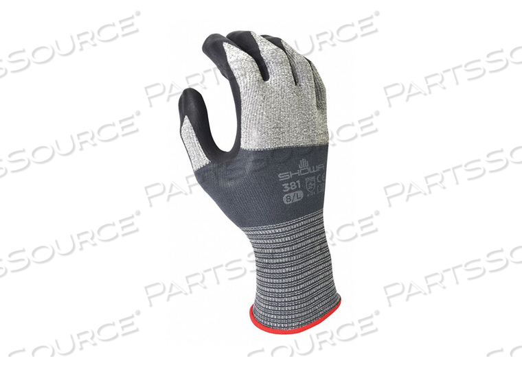 COATED GLOVES NITRILE BLACK/GRAY L/9 PR by SHOWA