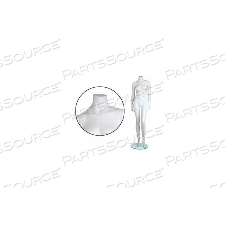 FEMALE MANNEQUIN - HEADLESS, HANDS BY SIDE, LEFT LEG BENT - CAMEO WHITE 