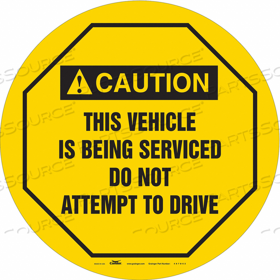 TRAFFIC SIGN, COVER COLOR YELLOW, COVER MATERIAL VINYL, HOLE DIAMETER 3/8 IN, LOCKABLE YES, OUTSIDE DIAMETER 16 IN, HEADER CAUTION, LEGEND T by Condor TRAFFIC SIGN, COVER COLOR YELLOW, COVER MATERIAL VINYL, HOLE DIAMETER 3/8 IN, LOCKABLE YES, OUTSIDE DIAMETER 16 IN, HEADER CAUTION, LEGEND T by Condor