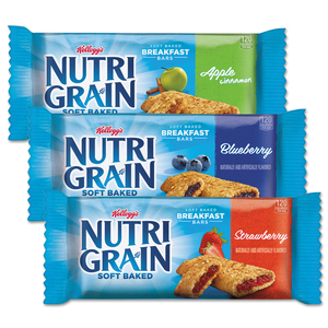 NUTRI-GRAIN SOFT BAKED BREAKFAST BARS, ASSTD: APPLE, BLUEBERRY, STRAWBERRY, 1.3 OZ BAR, 48/CARTON by Kellogg's NUTRI-GRAIN SOFT BAKED BREAKFAST BARS, ASSTD: APPLE, BLUEBERRY, STRAWBERRY, 1.3 OZ BAR, 48/CARTON by Kellogg's
