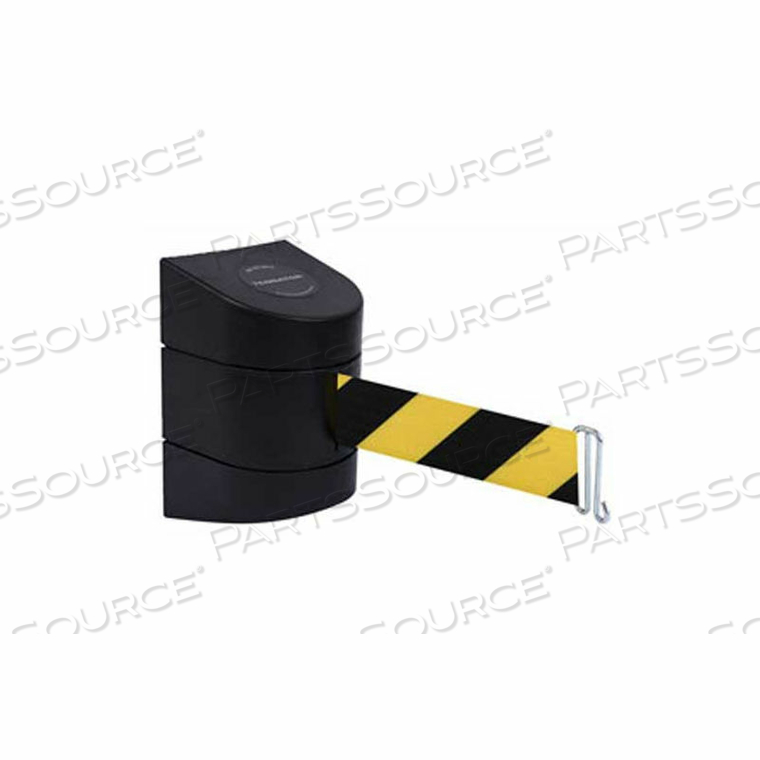 TENSABARRIER SAFETY CROWD CONTROL, RACK MOUNT BARRIER, BLK W/ 24' BLK/YLLW RETRACTABLE BELT by Tensabarrier