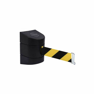 TENSABARRIER SAFETY CROWD CONTROL, RACK MOUNT BARRIER, BLK W/ 24' BLK/YLLW RETRACTABLE BELT by Tensabarrier