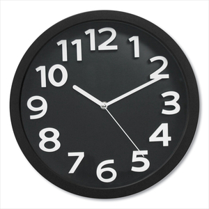 WALL CLOCK WITH RAISED NUMERALS AND SILENT SWEEP DIAL, 13" OVERALL DIAMETER, BLACK CASE, BLACK FACE, 1 AA (SOLD SEPARATELY) by Victory Light