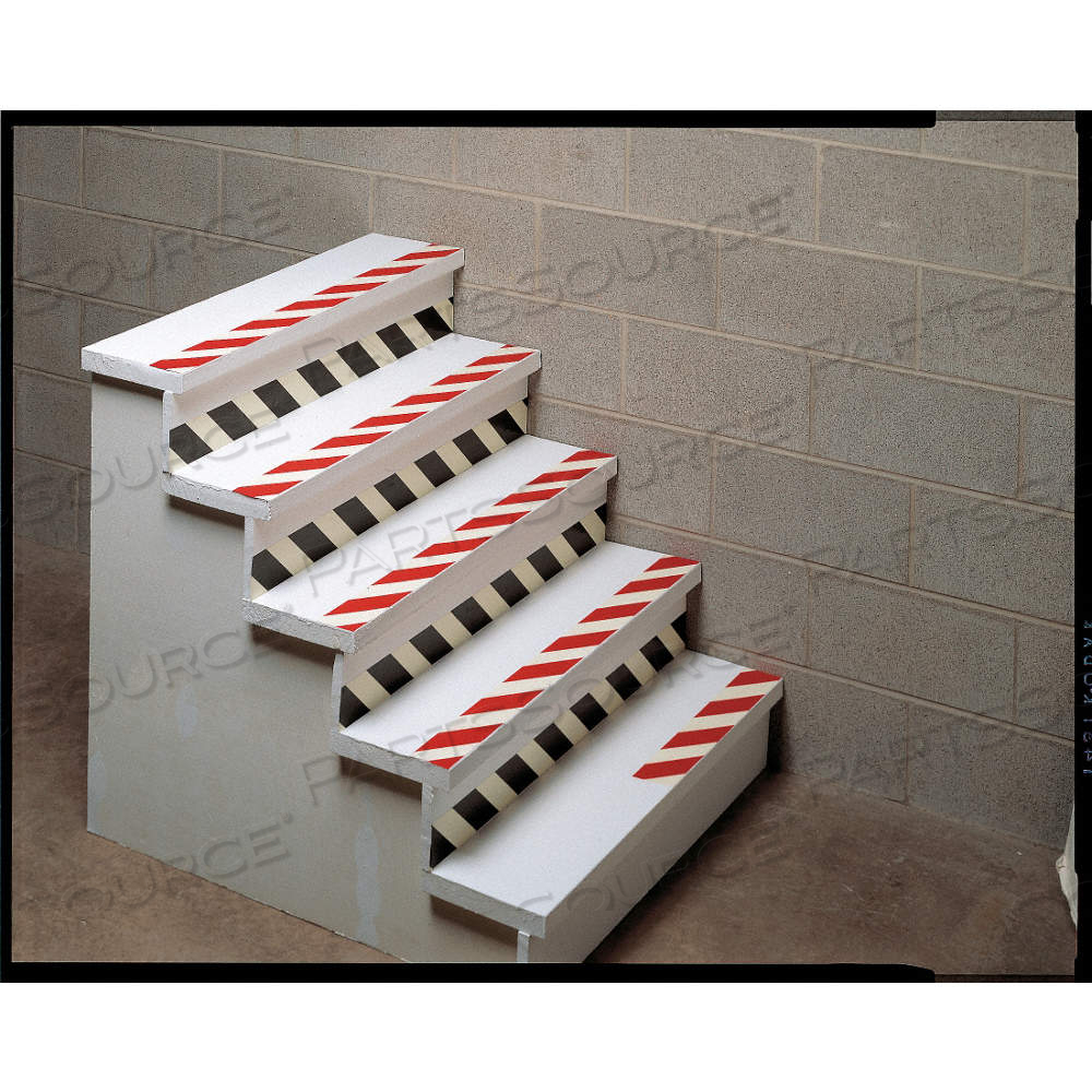 FLOOR MARKING TAPE, GLOW-IN-THE-DARK, STRIPED, RED/WHITE, 1 IN X 30 FT, 10 MIL TAPE THICK by Approved Vendor