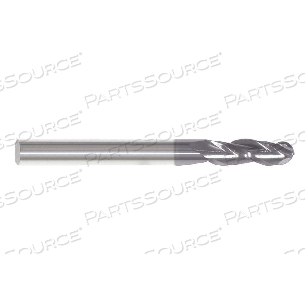 BALL END MILL, 3 FLUTES, 1/2 IN MILLING DIA., 1 IN LG OF CUT, 3 IN OVERALL LG by Approved Vendor