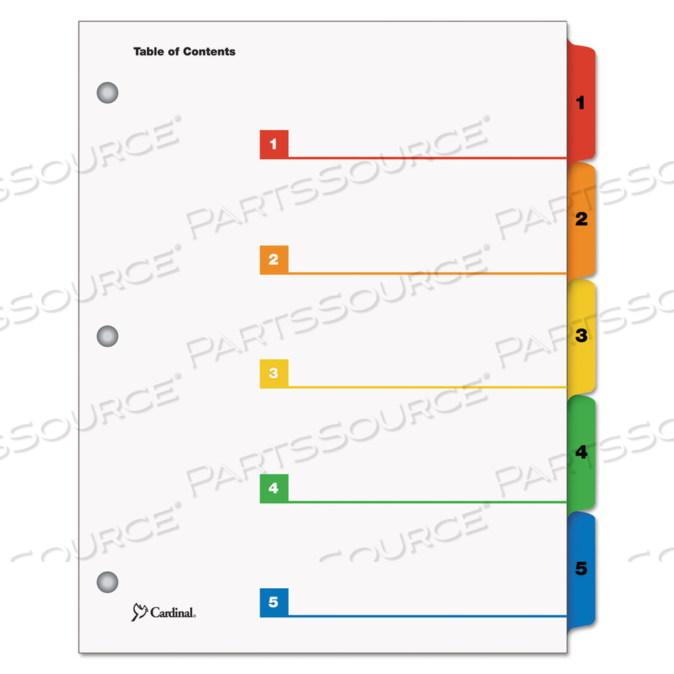 ONESTEP PRINTABLE TABLE OF CONTENTS AND DIVIDERS, 5-TAB, 1 TO 5, 11 X 8.5, WHITE, ASSORTED TABS, 1 SET by Cardinal