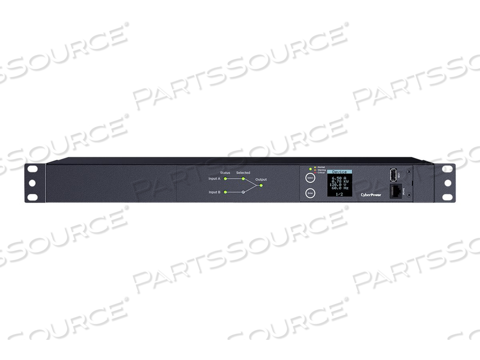 METERED ATS SERIES PDU24001, POWER DISTRIBUTION UNIT (RACK-MOUNTABLE), AC 100-120 V, 1-PHASE, SERIAL, INPUT: 2 X NEMA 5-15P, OUTPUT CONNECTO by CyberPower