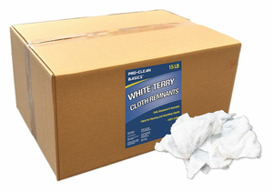 WHITE TERRY CLOTH REMNANTS 15 LB BOX by Proclean Basics